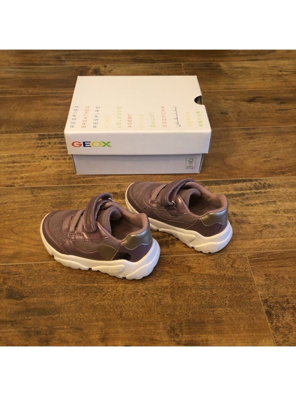 Geox Baby Toddler Girl Ciufciuf Shoes Sneakers, Dark Pink Gold, US 7, EU 23 - Picture 10 of 12